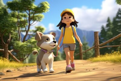 full-shot-girl-with-dog-outdoors